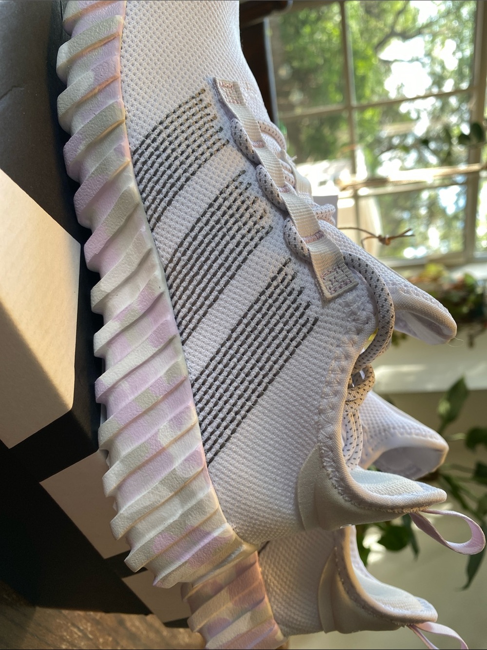 adidas White Athletic Shoes with Light Purple Accents - Picture 5 of 7